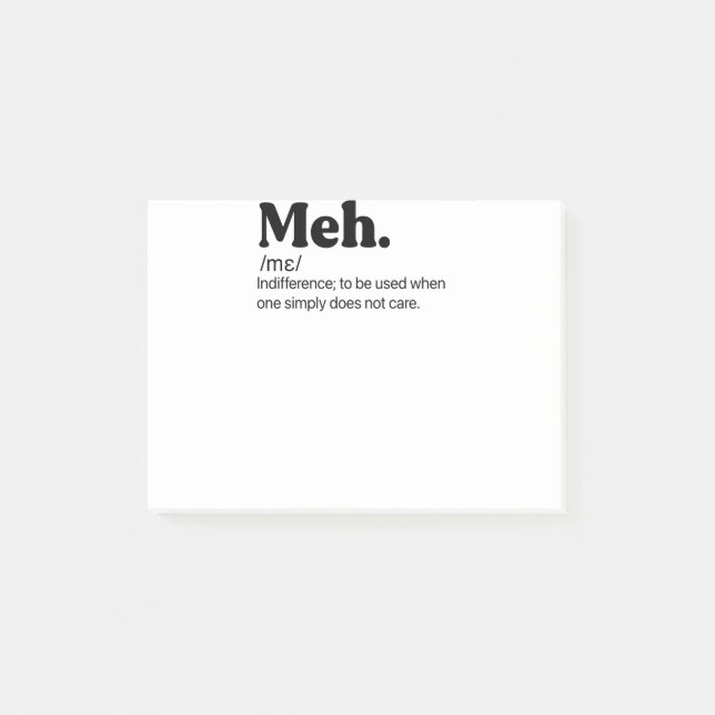 Notas Post-it® Meh Funny Quote (Anverso)