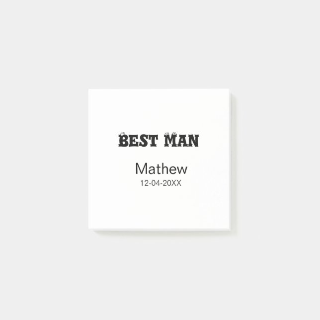 Notas Post-it® Mejor hombre fiesta de soltero añadir nombre fecha (Anverso)