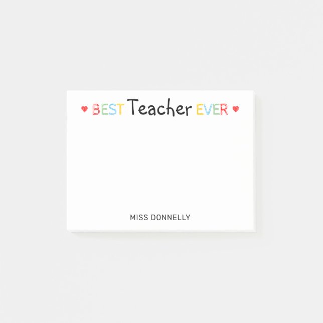 Notas Post-it® Mejor Profesor Personalizado De La Historia (Anverso)
