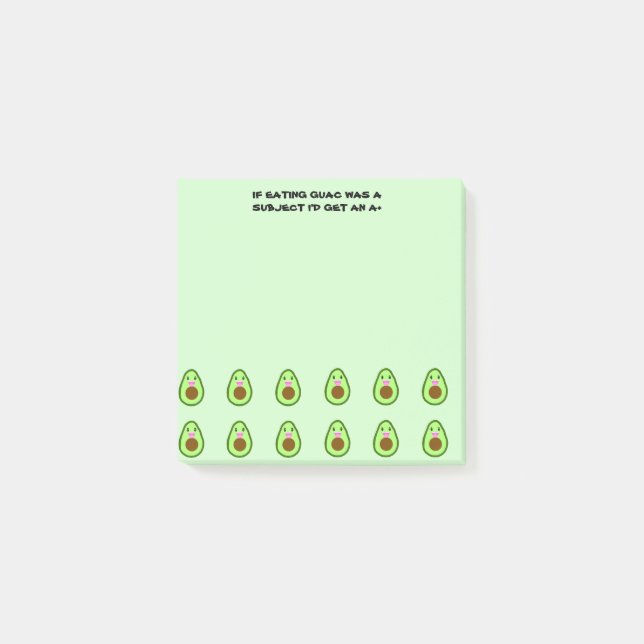 Notas Post-it® Memo escolar cómico de Kawaii aguacate (Anverso)
