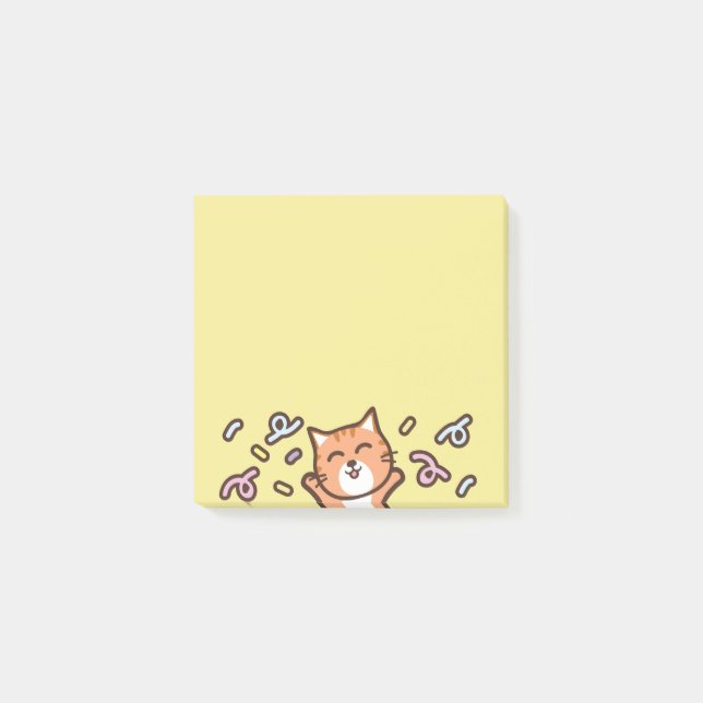 Notas Post-it® memorando de gato de dibujos animados (Anverso)