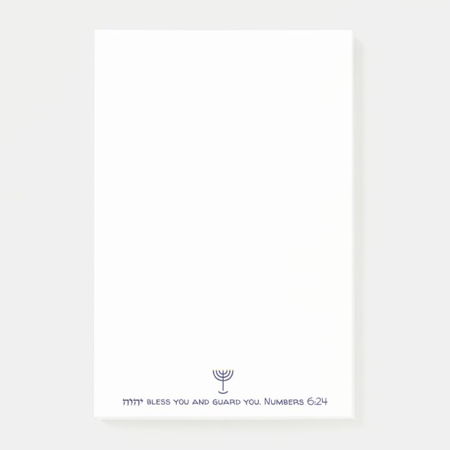 Notas Post-it® Menorah moderna bendiciendo gráfico de oro blanco  (Anverso)