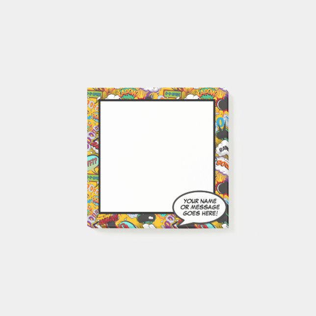 Notas Post-it® Mensaje de nombre de burbuja de libro cómico diver (Anverso)