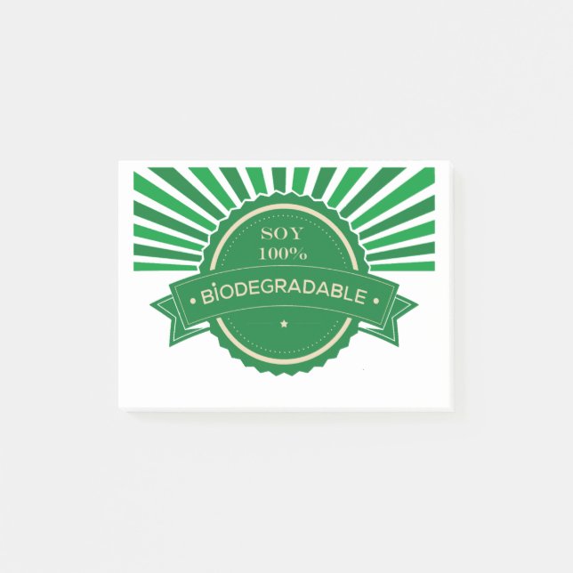 Notas Post-it® Mensaje Soy 100% Biodegradable (Anverso)