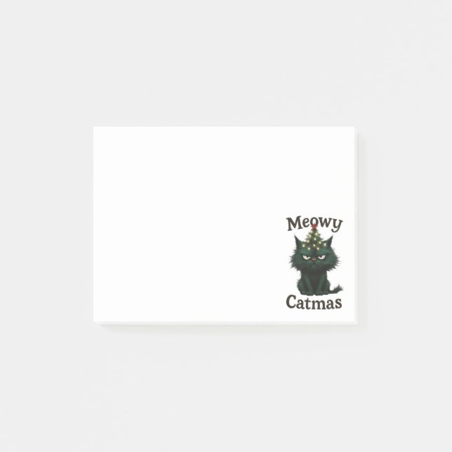 Notas Post-it® Meowy Catmas Moody cat (Anverso)