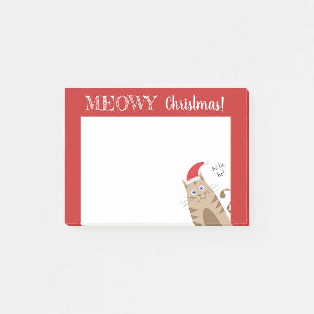 Notas Post-it® Meowy Navidades santa gato personalizado divertido (Anverso)
