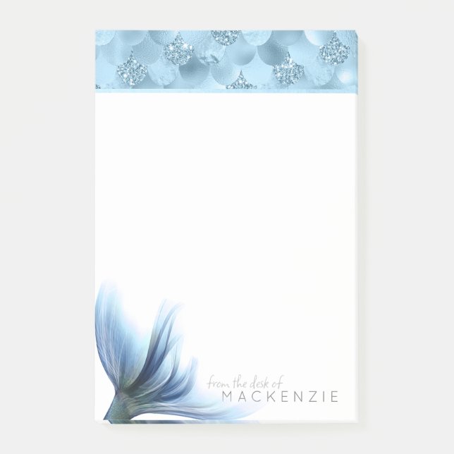 Notas Post-it® Mermaid Glam Tail | Personalizado Dusty Ice Blue L (Anverso)