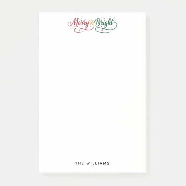 Notas Post-it®  Merry & Bright Script Minimalista  (Anverso)