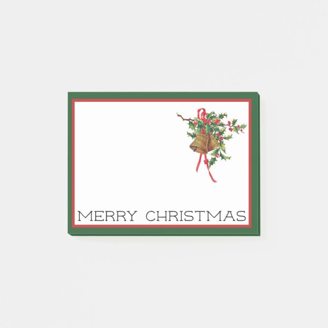 Notas Post-it® Merry Christmas Bells y Holly Post-it Notes (Anverso)