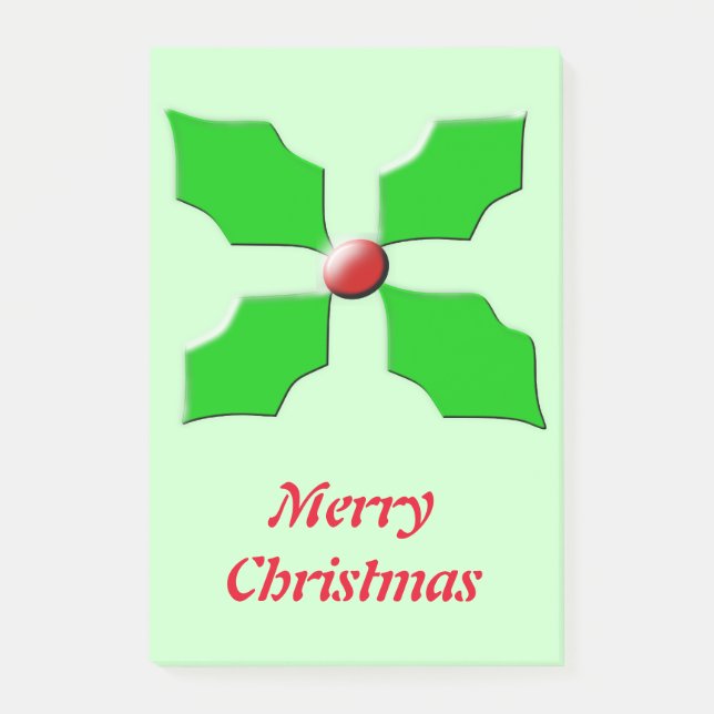 Notas Post-it® Merry Christmas Holly Personalizado Post anota Pad (Anverso)