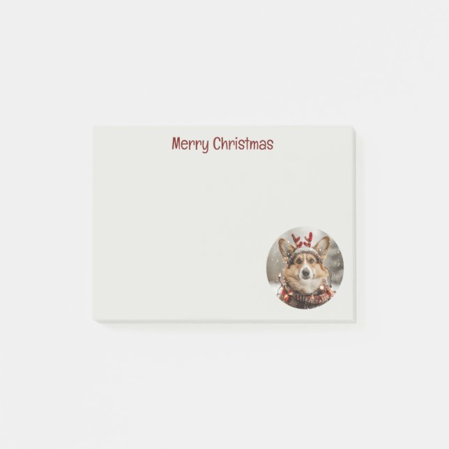 Notas Post-it® Merry Christmas Pembroke Welsh Corgi Dog (Anverso)