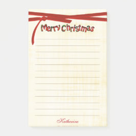 Notas Post-it® Merry Christmas Tartan Pattern Typography