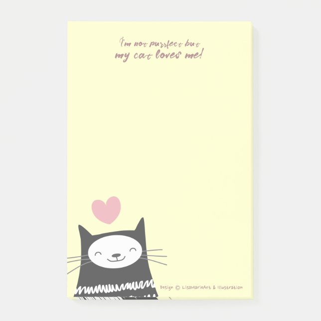 Notas Post-it® Mi gato me ama feliz gato gatito (Anverso)
