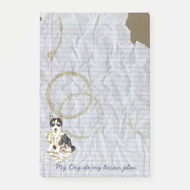 Notas Post-it® Mi Husky Ate mi Plan de Lecciones (Anverso)