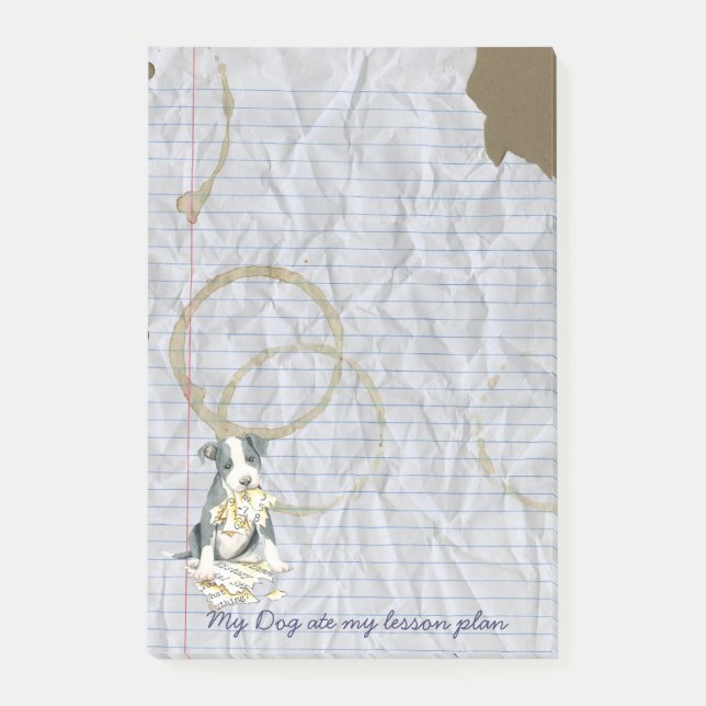 Notas Post-it® Mi pitbull comió mi plan de lección (Anverso)
