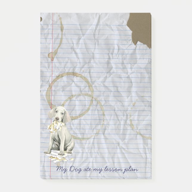Notas Post-it® Mi Weimaraner comió mi plan de lección (Anverso)