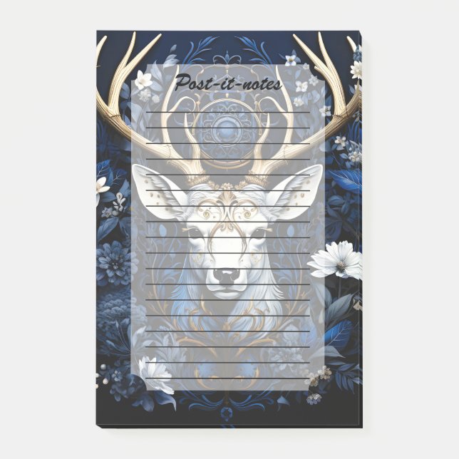 Notas Post-it® Midnight Celestial Floral Gothic Deer  (Anverso)
