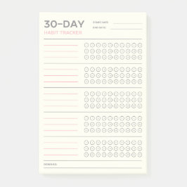 Notas Post-it® Minimal 30 Day Challenge Habit Tracker Design