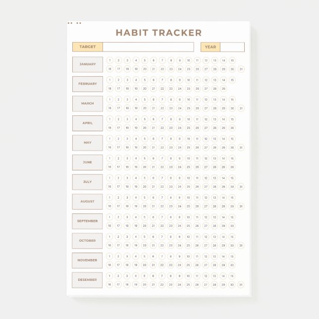 Notas Post-it® Minimal Habit Tracker Beige Grid Design (Anverso)
