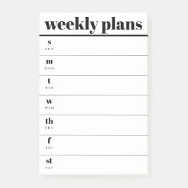 Notas Post-it® Minimal Weekly Planner Sticky Notes Pad