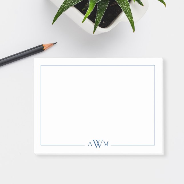 Notas Post-it® Minimalist Blue Three Letter Monogram (Subido por el creador)