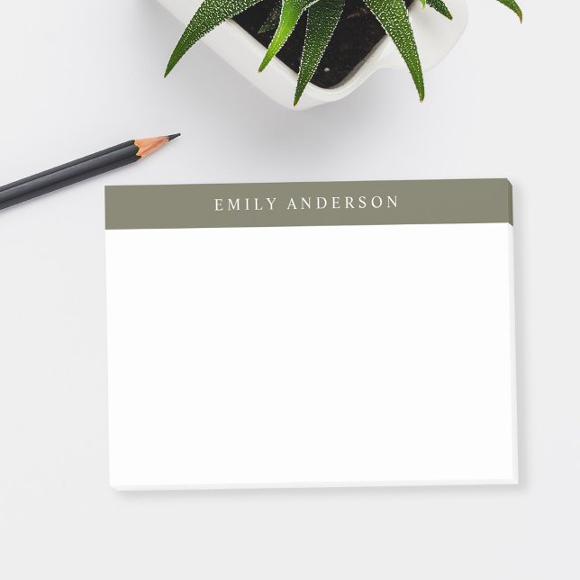 Notas Post-it® Minimalist Olive Green Elegant Monogram (Subido por el creador)
