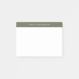 Notas Post-it® Minimalist Olive Green Elegant Monogram