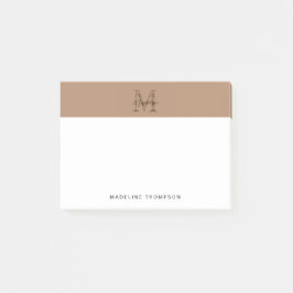 Notas Post-it® Minimalist Script Metallic Taupe Gold Monogram