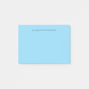 Notas Post-it® Minimalista Blue Plain Elegant nombre propio moder