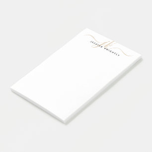 Notas Post-it® Minimalista de las Iniciativas del Monograma Dorad