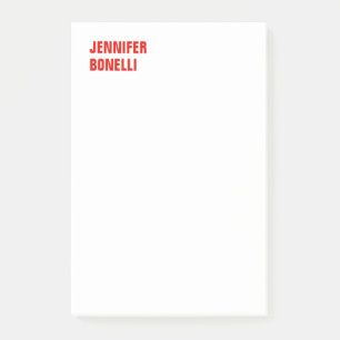 Notas Post-it® Minimalista moderno y audaz blanco rojo