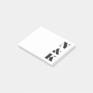 Notas Post-it® Minimalista Monograma moderno Personalizado blanco