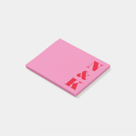 Notas Post-it® Minimalista Monograma moderno Personalizado rosa y