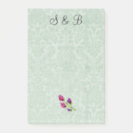 Notas Post-it® Mint Green Damask Initials Post-it® Notes 4 x 6
