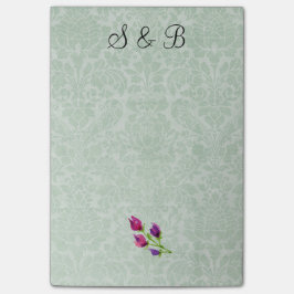 Notas Post-it® Mint Green Damask Initials Post-it® Notes 4 x 6