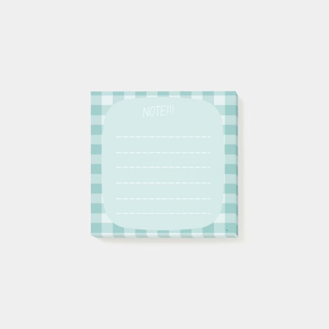 Notas Post-it® Mint Plaid Note Design (Anverso)