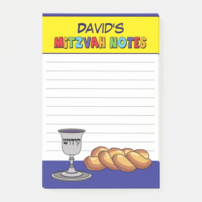 Notas Post-it® Mitzvah Infantil Amarillo Personalizado (Anverso)