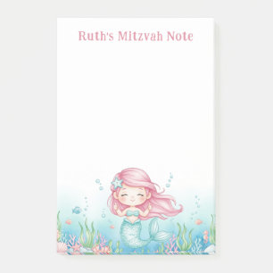 Notas Post-it® Mitzvah personalizada de sirena submarina en el ma