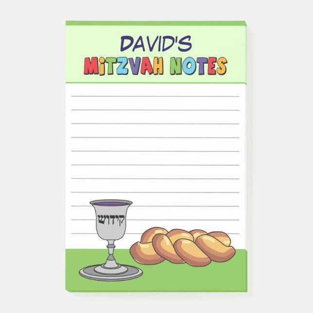 Notas Post-it® Mitzvah verde personalizado (Anverso)