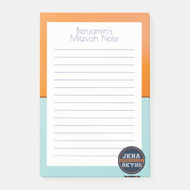 Notas Post-it® Mitzvot simple Verde azulado/Naranja (Anverso)