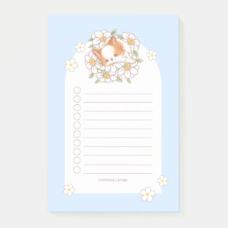 Notas Post-it® Mochi cachorro durmiendo sobre flores Kawaii lindo