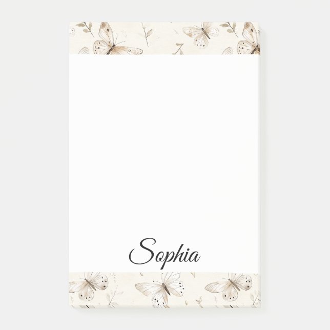 Notas Post-it® Moda Cream Butterflies (Anverso)