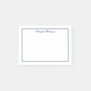 Notas Post-it® Moda Elegante Marina Azul y Blanco Personalizado