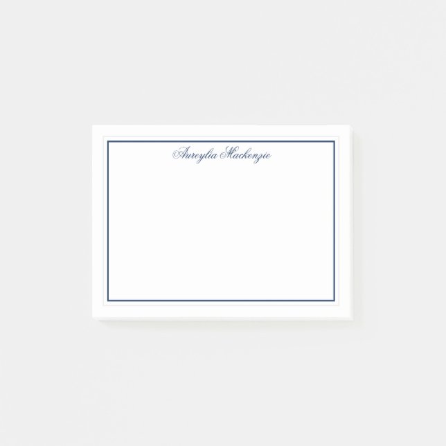 Notas Post-it® Moda Elegante Marina Azul y Blanco Personalizado (Anverso)
