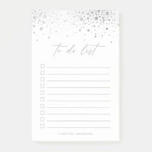 Notas Post-it® Moda Faux Relieve metalizado plateado Confetti Dot