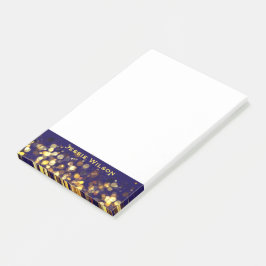 Notas Post-it® Moda femenina de medianoche marco de oro azul llam