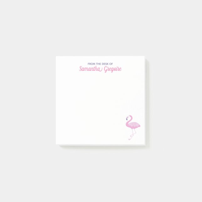 Notas Post-it® Moda Flamingo rosa de la mesa de nombre (Anverso)