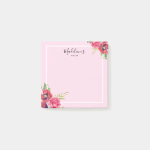 Notas Post-it® Moda Fondo Rubor de Flores Rojas y Rosa Modernas