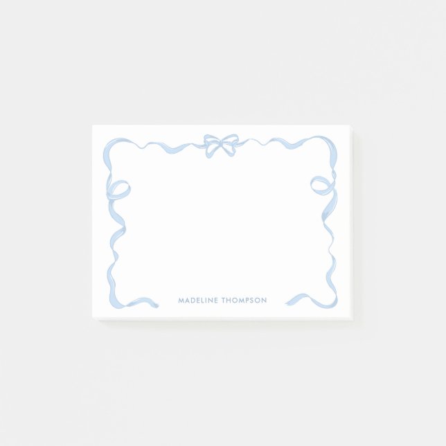 Notas Post-it® Moda Girly Baby Blue Bow Ribbon (Anverso)