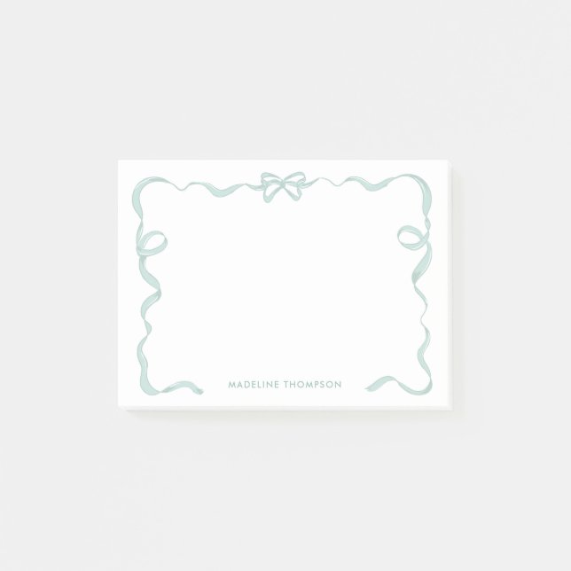 Notas Post-it® Moda Girly Mint Green Bow Ribbon (Anverso)